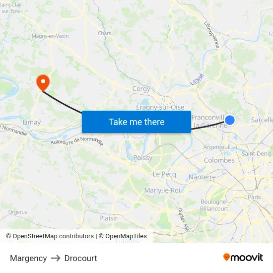 Margency to Drocourt map