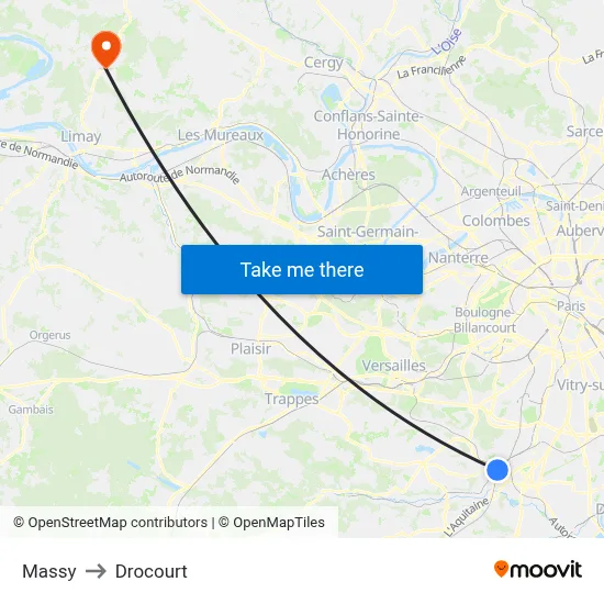 Massy to Drocourt map