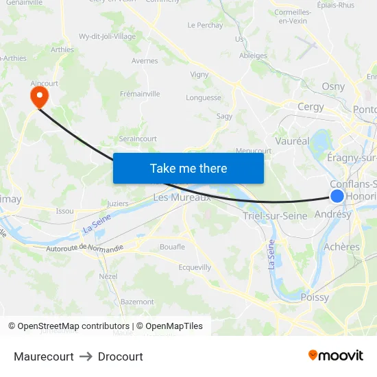 Maurecourt to Drocourt map
