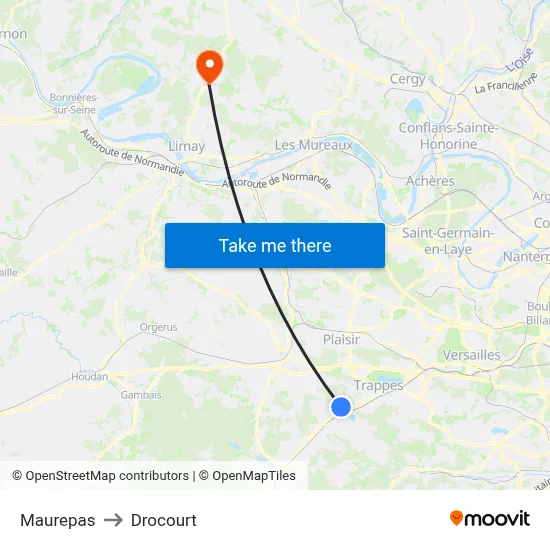 Maurepas to Drocourt map
