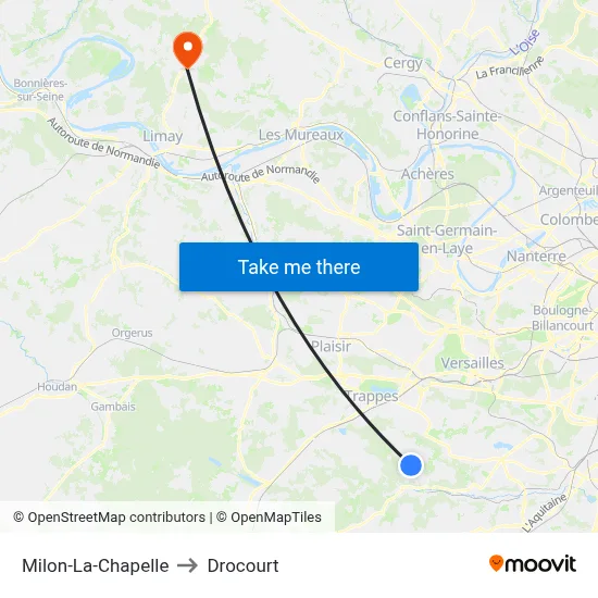 Milon-La-Chapelle to Drocourt map