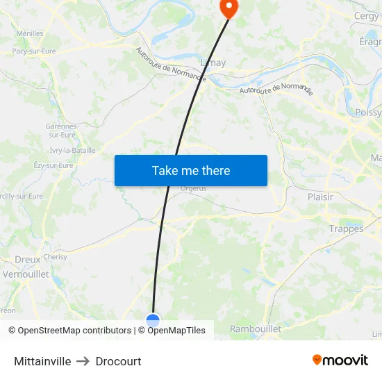 Mittainville to Drocourt map