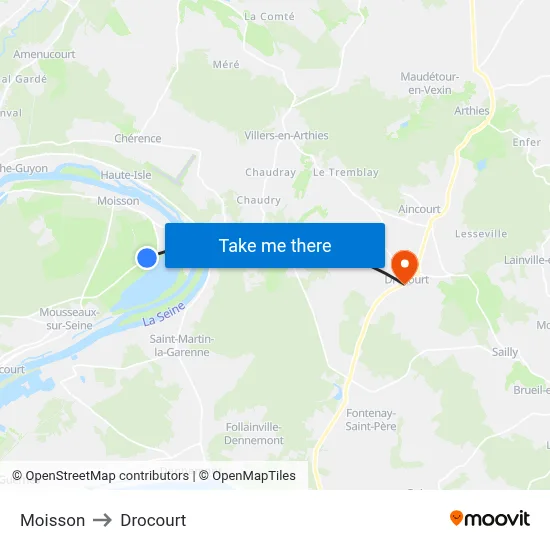 Moisson to Drocourt map