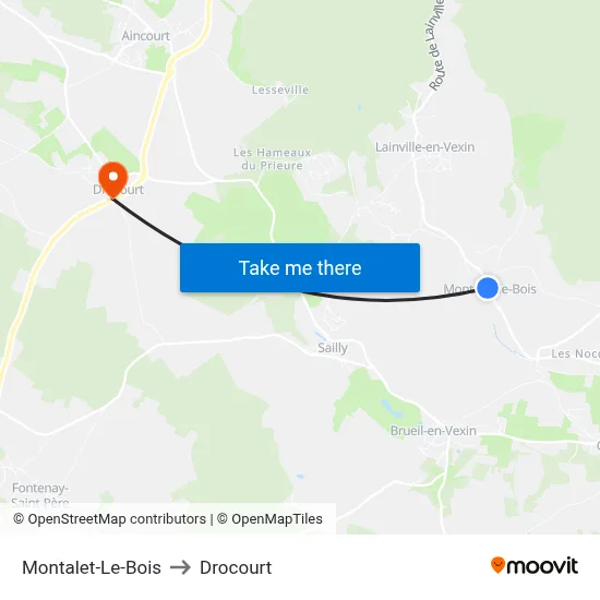 Montalet-Le-Bois to Drocourt map