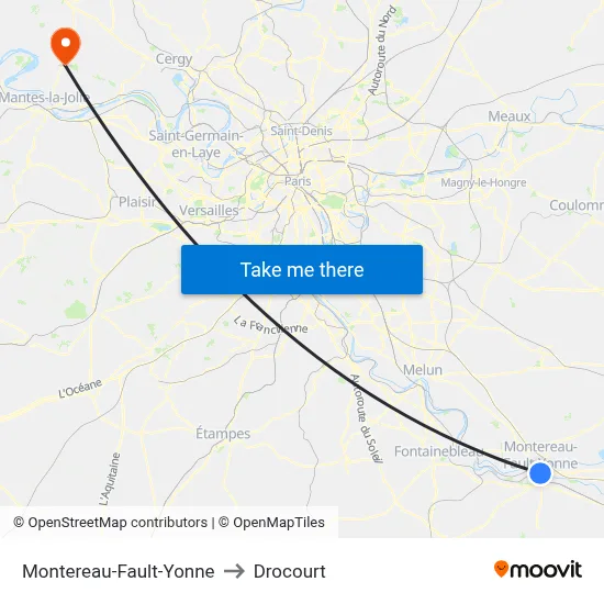 Montereau-Fault-Yonne to Drocourt map