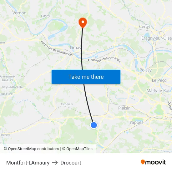 Montfort-L'Amaury to Drocourt map