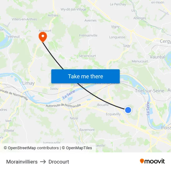 Morainvilliers to Drocourt map