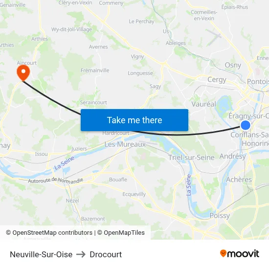 Neuville-Sur-Oise to Drocourt map