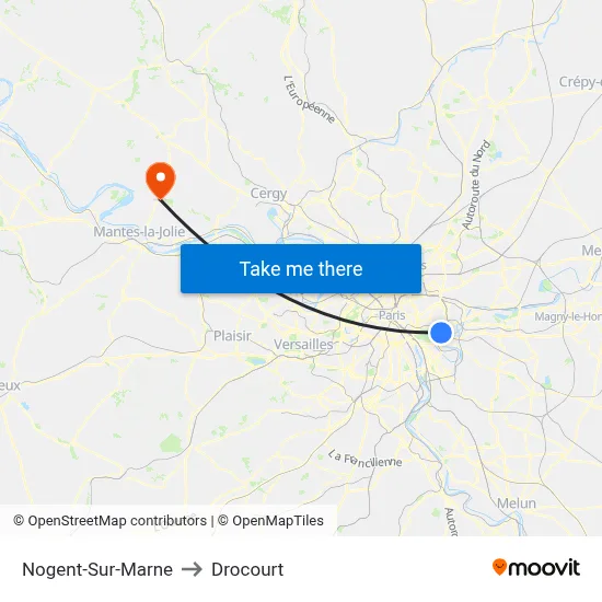 Nogent-Sur-Marne to Drocourt map