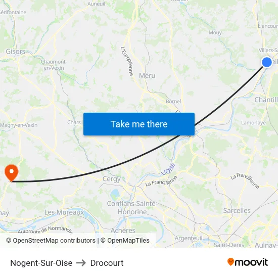 Nogent-Sur-Oise to Drocourt map