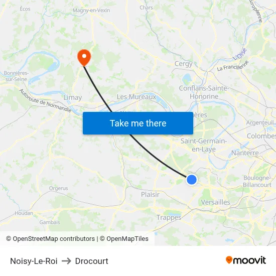 Noisy-Le-Roi to Drocourt map