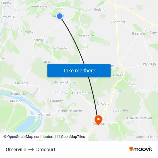 Omerville to Drocourt map