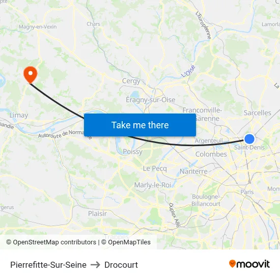 Pierrefitte-Sur-Seine to Drocourt map
