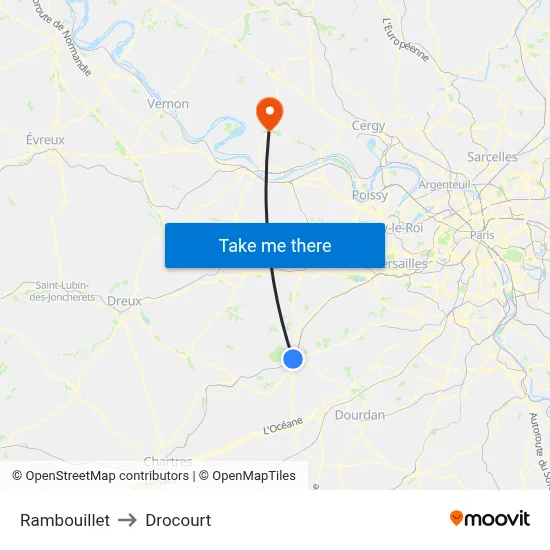 Rambouillet to Drocourt map