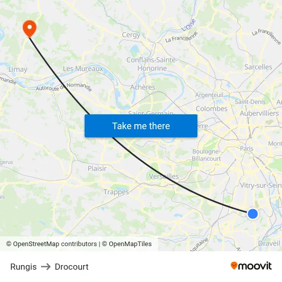 Rungis to Drocourt map
