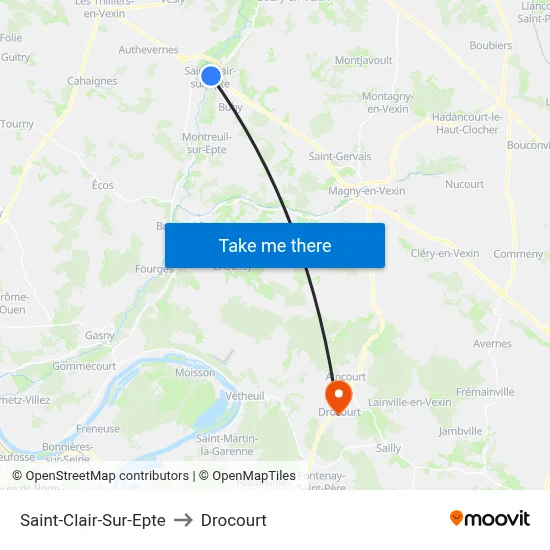 Saint-Clair-Sur-Epte to Drocourt map