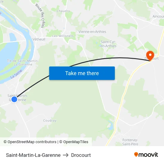 Saint-Martin-La-Garenne to Drocourt map