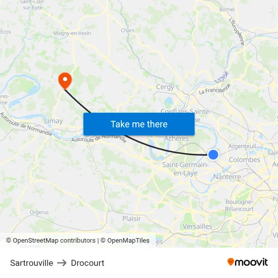 Sartrouville to Drocourt map