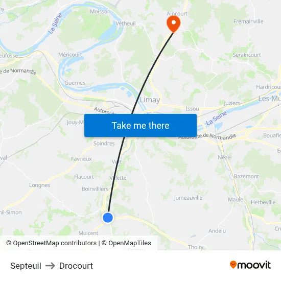 Septeuil to Drocourt map