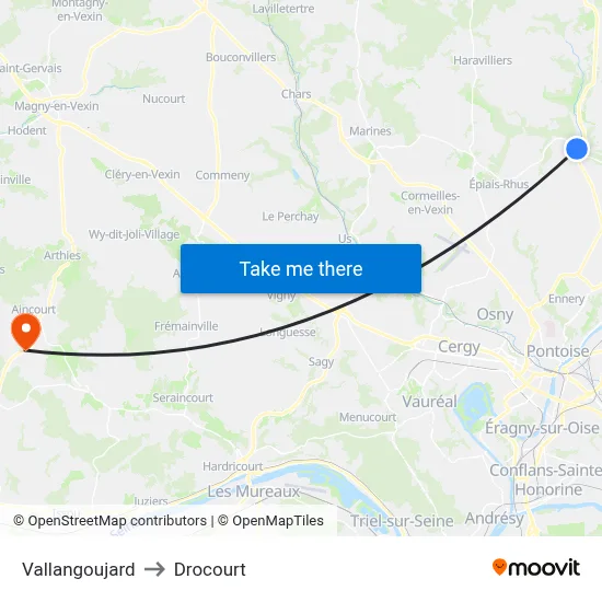 Vallangoujard to Drocourt map