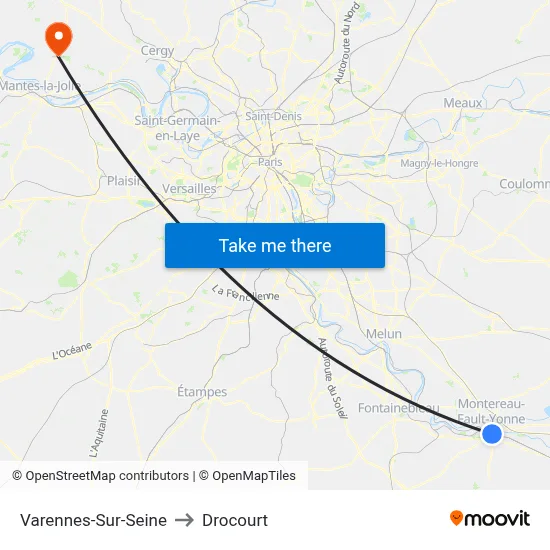 Varennes-Sur-Seine to Drocourt map