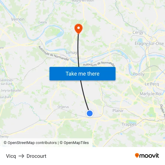 Vicq to Drocourt map