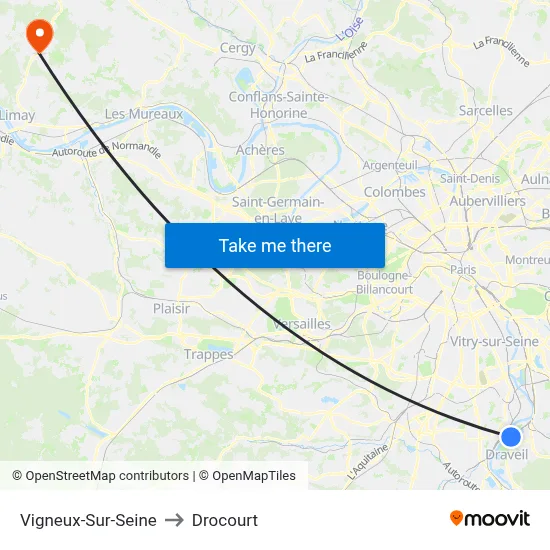 Vigneux-Sur-Seine to Drocourt map