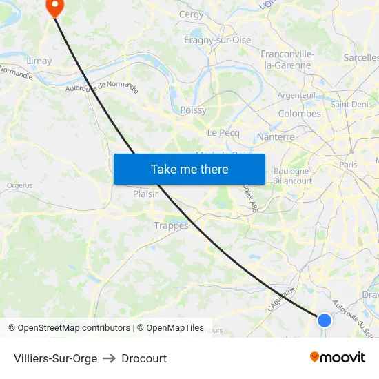 Villiers-Sur-Orge to Drocourt map