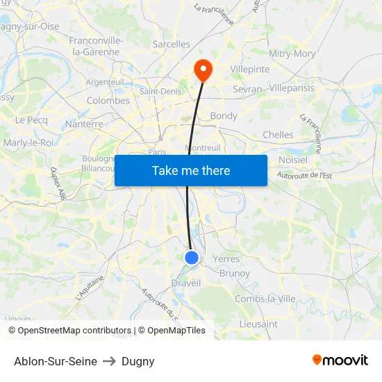 Ablon-Sur-Seine to Dugny map