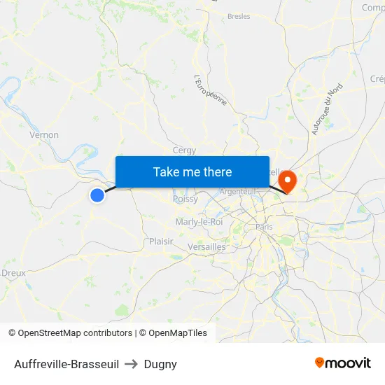 Auffreville-Brasseuil to Dugny map