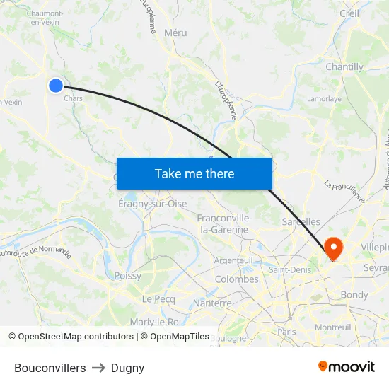 Bouconvillers to Dugny map
