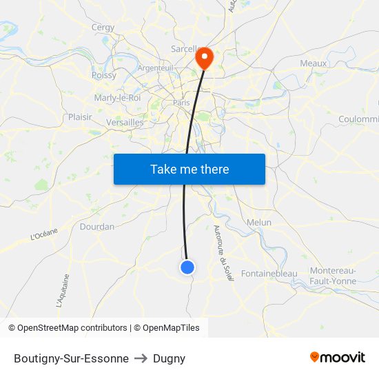 Boutigny-Sur-Essonne to Dugny map