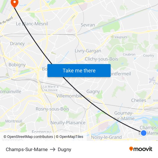 Champs-Sur-Marne to Dugny map