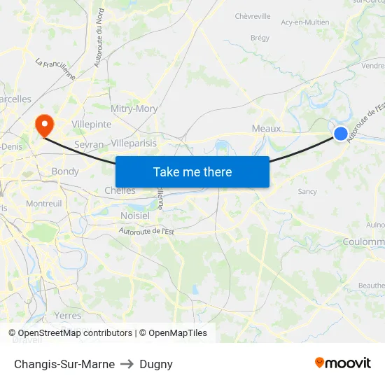 Changis-Sur-Marne to Dugny map