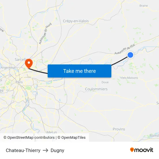 Chateau-Thierry to Dugny map