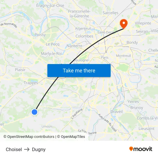 Choisel to Dugny map