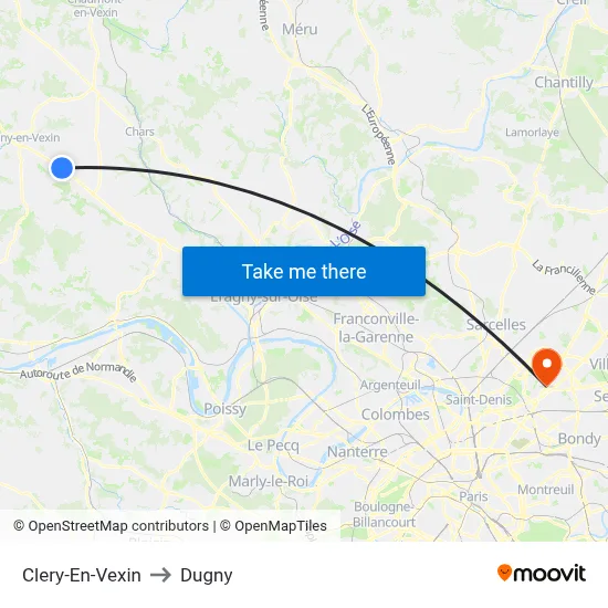 Clery-En-Vexin to Dugny map