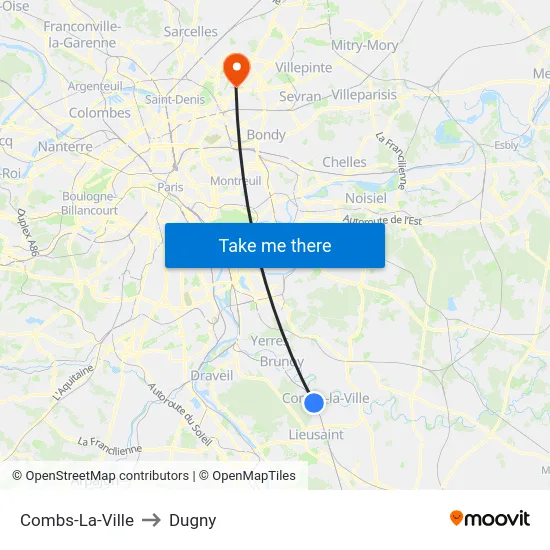 Combs-La-Ville to Dugny map