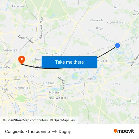 Congis-Sur-Therouanne to Dugny map