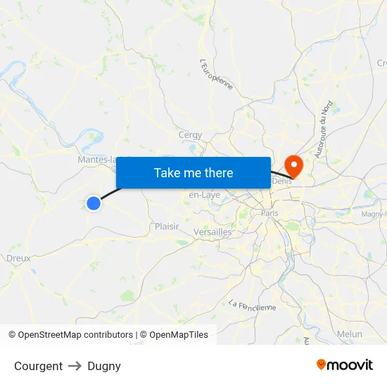 Courgent to Dugny map