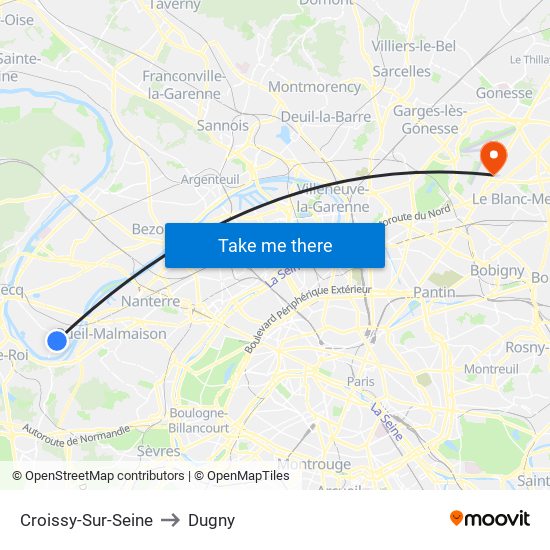 Croissy-Sur-Seine to Dugny map