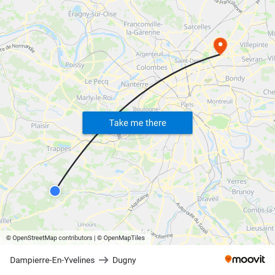 Dampierre-En-Yvelines to Dugny map