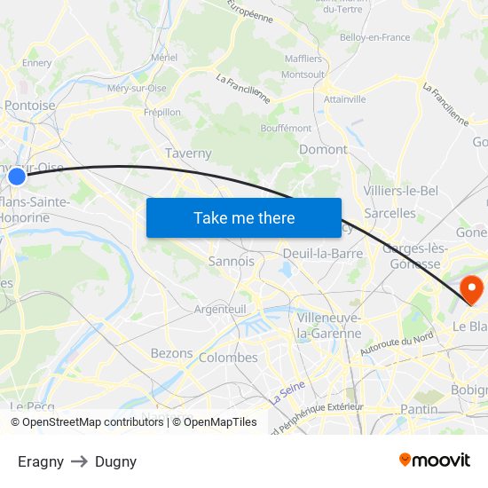 Eragny to Dugny map