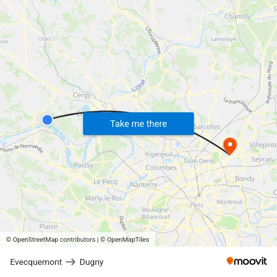 Evecquemont to Dugny map