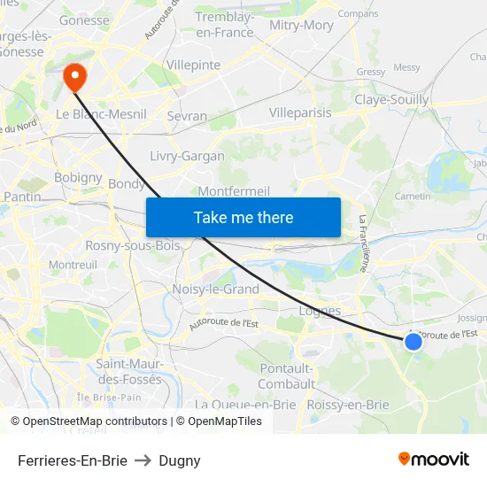 Ferrieres-En-Brie to Dugny map