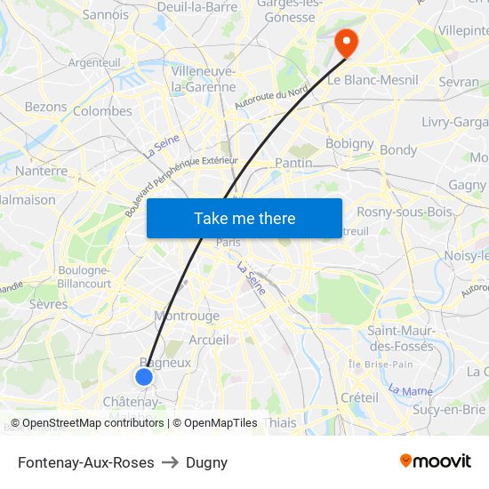 Fontenay-Aux-Roses to Dugny map