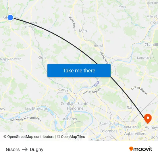 Gisors to Dugny map
