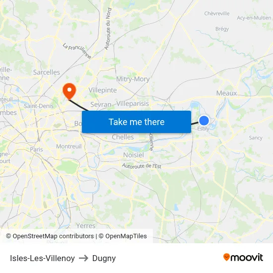 Isles-Les-Villenoy to Dugny map