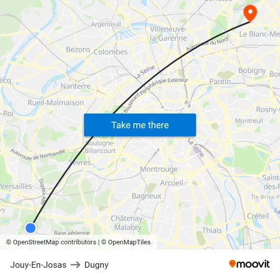 Jouy-En-Josas to Dugny map