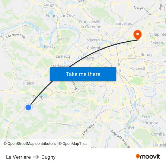La Verriere to Dugny map